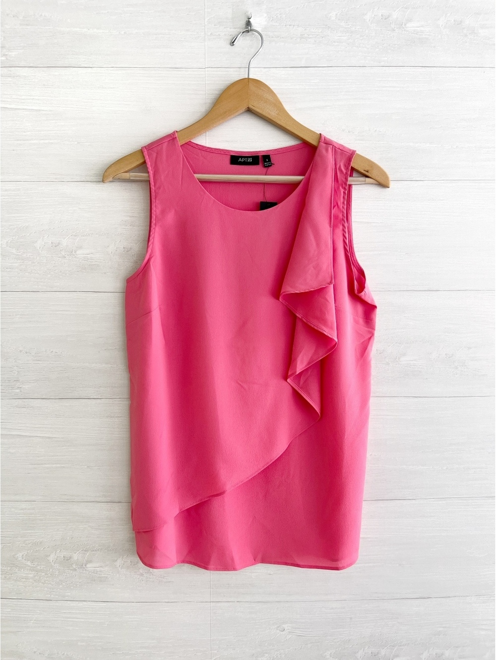 NWT Apt 9 Pink Ruffle Asymmetrical Sleeveless Blouse Top Women’s S